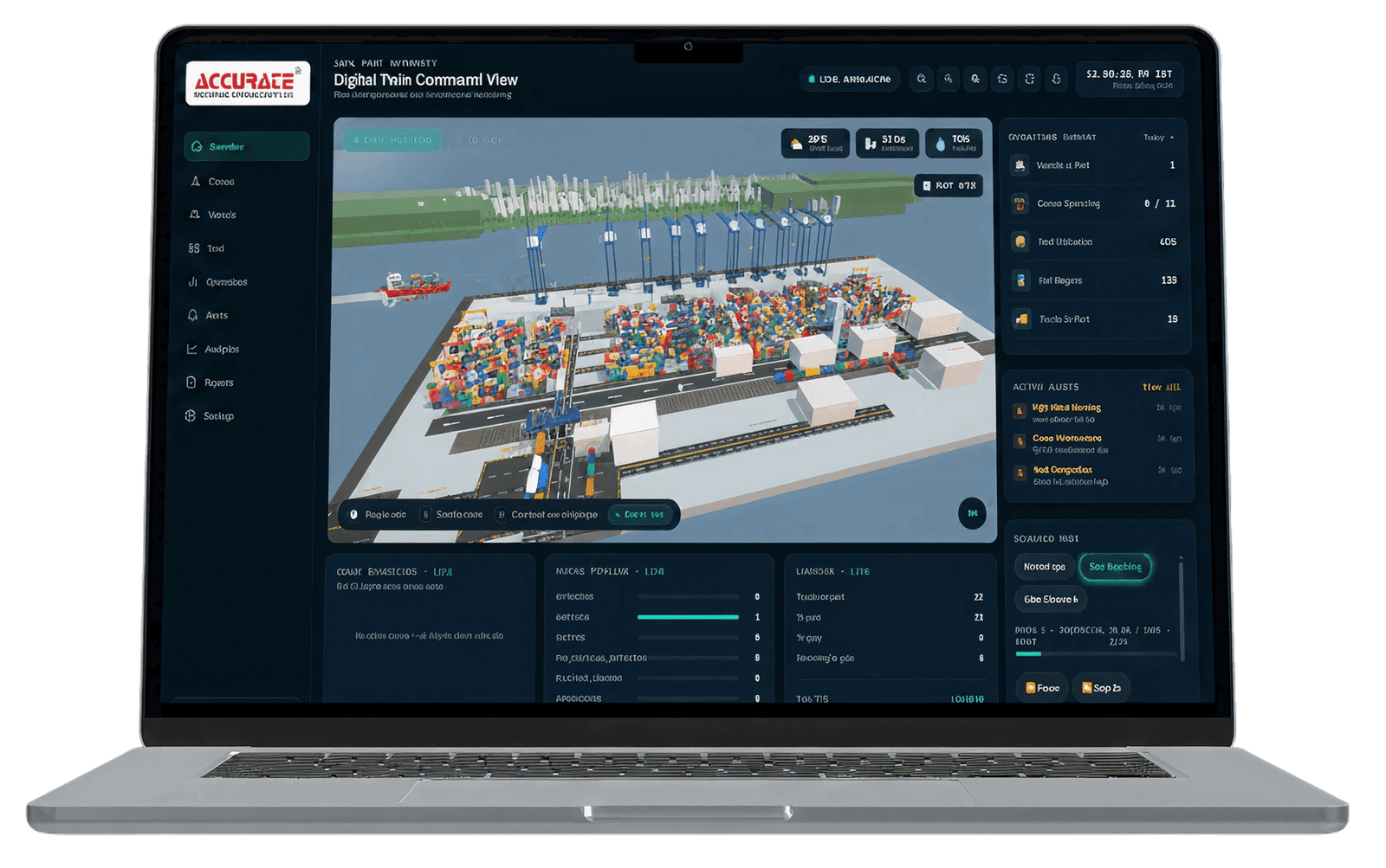 Digital Twin 3D port view on laptop